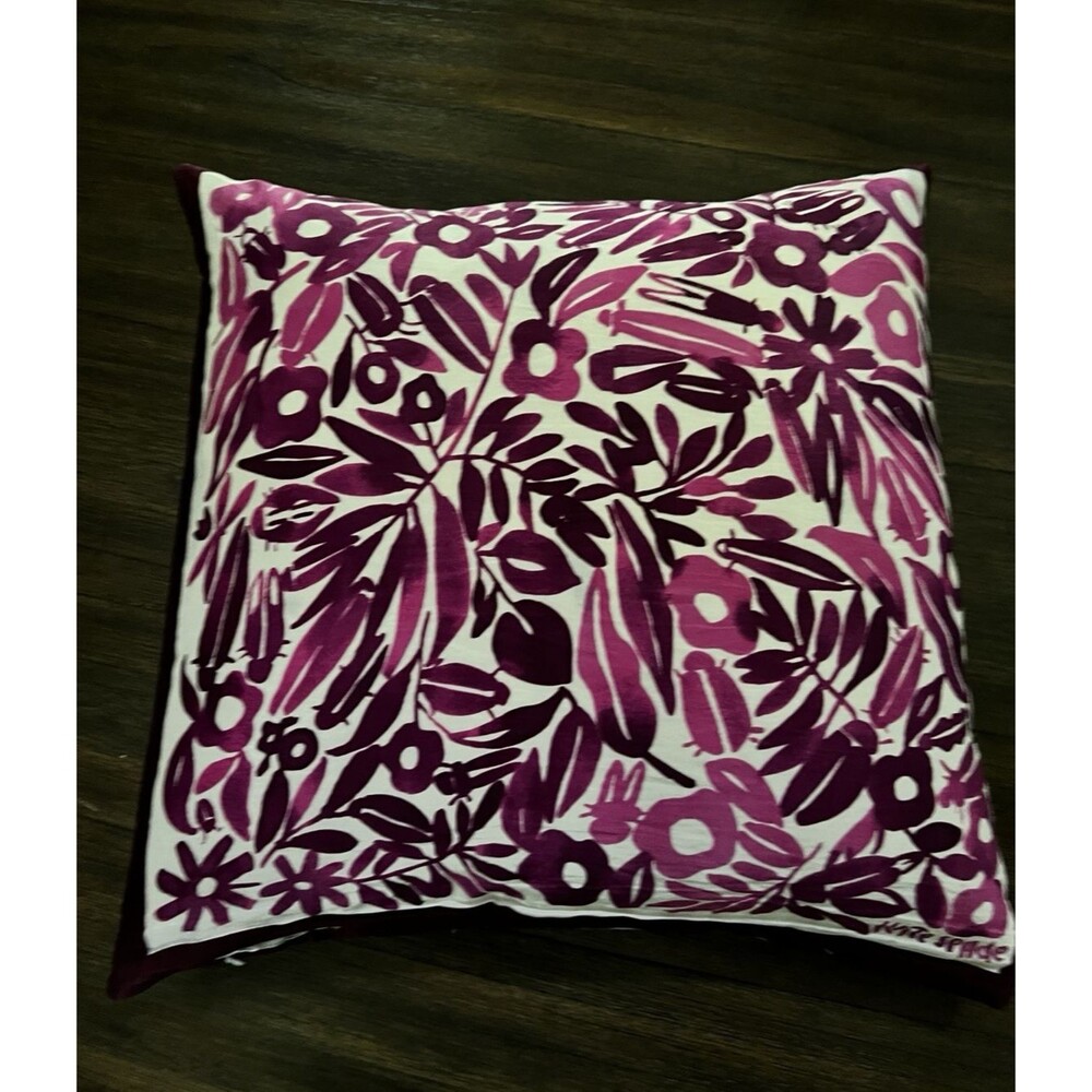 Kate Spade Decor Pillow Inkset Floral Cotton Silk & goose insert pink purple